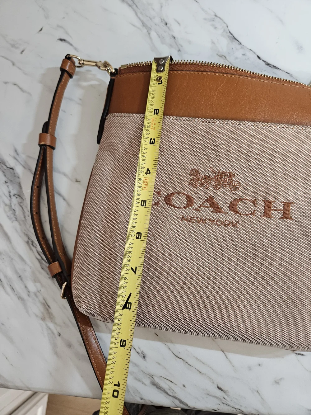 COACH Tan Canvas & Leather Crossbody Bag